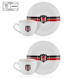 Beşiktaş Lisanslı Çizgili 2'li Çay Fincan Takımı - Thumbnail
