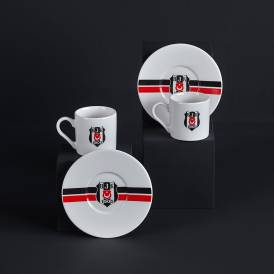 Neva - Beşiktaş Lisanslı Çizgili 2'li Kahve Fincan Takımı