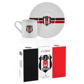 Beşiktaş Lisanslı Çizgili 2'li Kahve Fincan Takımı - Thumbnail