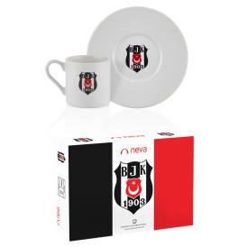 Beşiktaş Lisanslı Arma Logo 2'li Kahve Fincan Takımı - Thumbnail