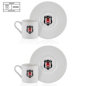 Beşiktaş Lisanslı Arma Logo 2'li Kahve Fincan Takımı - Thumbnail
