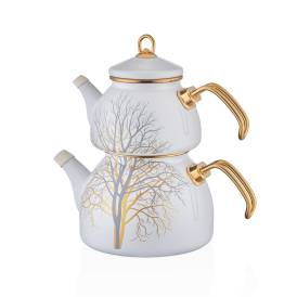 Çinar Natural Enamel Teapot Set - Thumbnail