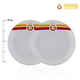 Galatasaray Lisanslı Arma Logo 2'li Pasta Tabağı - Thumbnail