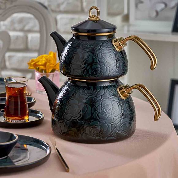 Bitter Gülriz Enamel Teapot Set