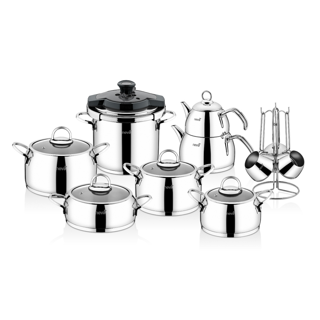 Begonia 18-Piece Steel Cookware Set