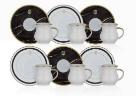 Marble Plus 6 Person Coffee Cup Set - Thumbnail