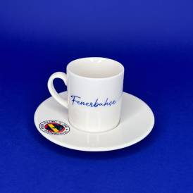 N4344 Fenerbahçe Lisanslı El Yazılı Tek Kişilik Kahve Fincanı 2 Parça Porselen FB - Thumbnail