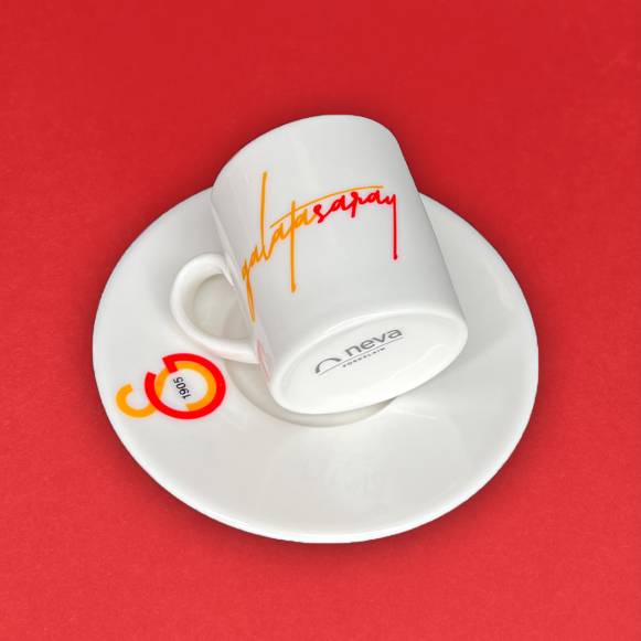 N4346 Galatasaray Lisanslı El Yazılı Tek Kişilik Kahve Fincanı 2 Parça Porselen GS