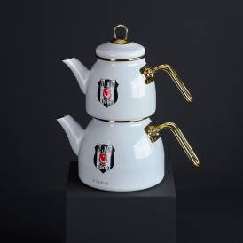 Beşiktaş Lisanslı Taraftar Arma Logo 2 Kişilik 7 Parça Çay Seti - Thumbnail